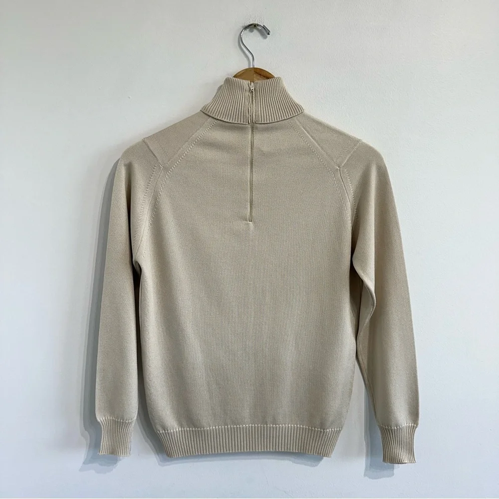 Vintage Givenchy Turtlneck Neutral Tan color lightweight knit zip back